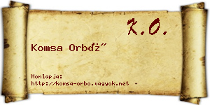 Komsa Orbó névjegykártya